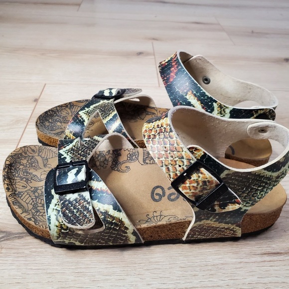 Calceo Colorful Snakeskin Print Sandals - Picture 7 of 8